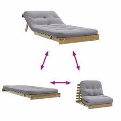 vidaXL Futon Sofa Bed with Mattress Floor Bed Couch Impregnated Wood Pine - Additional view 7
