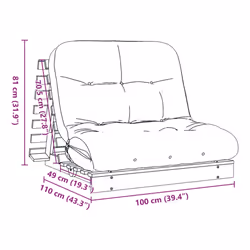vidaXL Futon Sofa Bed with Mattress Floor Bed Couch Wax Brown Solid Wood Pine