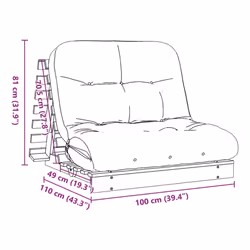 vidaXL Futon Sofa Bed with Mattress Floor Bed Couch Impregnated Wood Pine