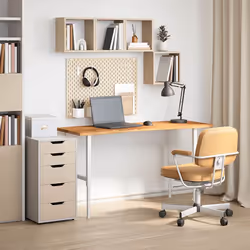vidaXL Desk Top Writing Table Study Desk Untreated Solid Wood Oak Rectangular - light brown, 140 x 50 x 2.5 cm - Additional view 2