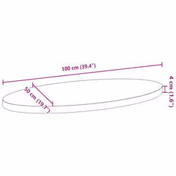 vidaXL Table Top Light Brown 100x50x4 cm Solid Wood Oak Oval coffee table top - 100 x 50 x 4 cm