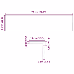 vidaXL Window Sills Window Ledge Window Board 2 pcsÂ Untreated Solid Wood Oak - 70 x 15 x 2 cm - Additional view 3