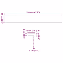 vidaXL Window Sills Window Ledge Window Board 2 pcsÂ Untreated Solid Wood Oak - 120 x 15 x 2 cm - Additional view 9