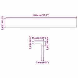 vidaXL Window Sills Window Ledge Window Board 2 pcsÃÂ Untreated Solid Wood Oak - natural, 140 x 15 x 2 cm