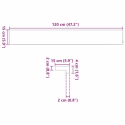 vidaXL Window Sills Window Ledge Window Board 2 pcsÃÂ Untreated Solid Wood Oak - light brown, 120 x 15 x 2 cm