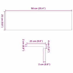 vidaXL Window Sills Window Ledge Window Board 2 pcsÃÂ Untreated Solid Wood Oak - dark brown, 90 x 25 x 2 cm - Additional view 9