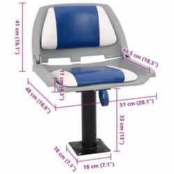vidaXL Foldable Boat Seat Set 4 Piece Canoe Seat Kayak Seat Blue and White