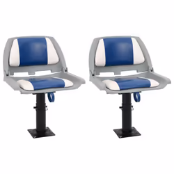 vidaXL Boat Seat Foldable Backrest no Pillow SUP Watercraft Part Canoe Seat - blue and white, 4 pcs