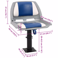 vidaXL Boat Seat Foldable Backrest no Pillow SUP Watercraft Part Canoe Seat - blue and white, 4 pcs