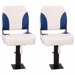 vidaXL Foldable Boat Seat Set 4 Piece Canoe Seat Kayak Seat Blue and White