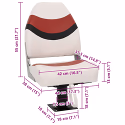 vidaXL Foldable Boat Seat Set 2 Piece Canoe Seat Kayak Seat High Backrest