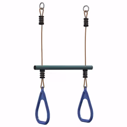 vidaXL Trapeze Bar with Gym Rings for Kids Trapeze Swing Blue&Dark Green Steel - Additional view 5