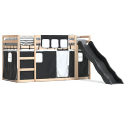 vidaXL Bunk Bed with Slide and Curtains Bed Frame Loft Bed Pink 90x190 cm - black, 90 x 200 cm