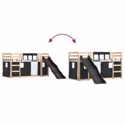 vidaXL Bunk Bed with Slide and Curtains Bed Frame Loft Bed Pink 90x190 cm - black, 90 x 200 cm - Additional view 10