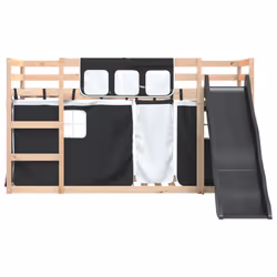 vidaXL Bunk Bed with Slide and Curtains Bed Frame Loft Bed Pink 90x190 cm - black, 90 x 200 cm - Additional view 6