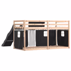 vidaXL Bunk Bed with Slide and Curtains Bed Frame Loft Bed Pink 90x190 cm - black, 90 x 200 cm - Additional view 9