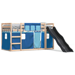 vidaXL Bunk Bed with Slide and Curtains Bed Frame Loft Bed Pink 90x190 cm - blue, 90 x 200 cm