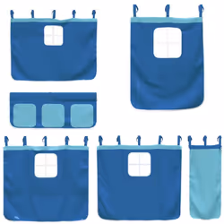 vidaXL Bunk Bed with Slide and Curtains Bed Frame Loft Bed Pink 90x190 cm - blue, 90 x 200 cm - Additional view 5