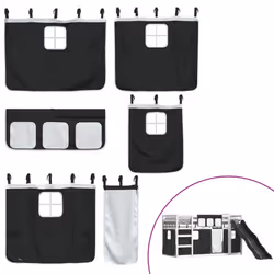 vidaXL Bunk Bed with Slide and Curtains Bed Frame Loft Bed Pink 90x190 cm - white and black, 90 x 200 cm - Additional view 4