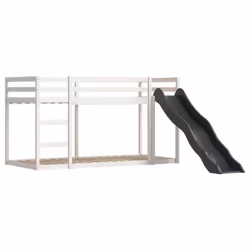 vidaXL Bunk Bed with Slide and Curtains Bed Frame Loft Bed Pink 90x190 cm - white and black, 90 x 200 cm - Additional view 7