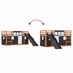 vidaXL Bunk Bed with Slide and Curtains Bed Frame Loft Bed Pink 90x190 cm - brown and black, 90 x 200 cm - Additional view 10