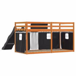 vidaXL Bunk Bed with Slide and Curtains Bed Frame Loft Bed Pink 90x190 cm - brown and black, 90 x 200 cm - Additional view 9