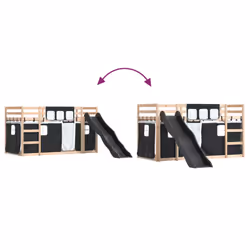 vidaXL Bunk Bed with Slide and Curtains Bed Frame Loft Bed Pink 90x190 cm - black, 90 x 190 cm - Additional view 10