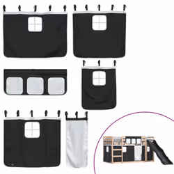 vidaXL Bunk Bed with Slide and Curtains Bed Frame Loft Bed Pink 90x190 cm - black, 90 x 190 cm - Additional view 4