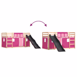 vidaXL Bunk Bed with Slide and Curtains Bed Frame Loft Bed Pink 90x190 cm - pink, 90 x 190 cm - Additional view 10