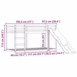 vidaXL Bunk Bed with Slide and Curtains Bed Frame Loft Bed Pink 90x190 cm - pink, 90 x 190 cm - Additional view 3