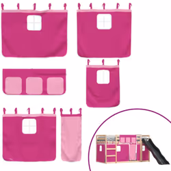 vidaXL Bunk Bed with Slide and Curtains Bed Frame Loft Bed Pink 90x190 cm - pink, 90 x 190 cm - Additional view 4