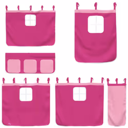 vidaXL Bunk Bed with Slide and Curtains Bed Frame Loft Bed Pink 90x190 cm - pink, 90 x 190 cm - Additional view 5
