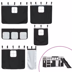 vidaXL Bunk Bed with Slide and Curtains Bed Frame Loft Bed Pink 90x190 cm - white and black, 90 x 190 cm - Additional view 4