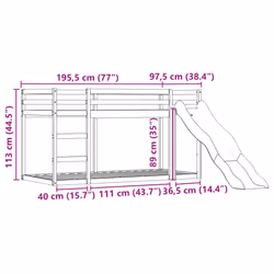 vidaXL Bunk Bed with Slide and Curtains Bed Frame Loft Bed Pink 90x190 cm - white and pink, 90 x 190 cm - Additional view 3