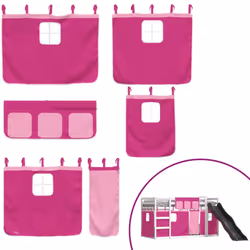 vidaXL Bunk Bed with Slide and Curtains Bed Frame Loft Bed Pink 90x190 cm - white and pink, 90 x 190 cm - Additional view 4