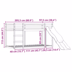 vidaXL Bunk Bed with Slide and Curtains Twin Sleeper - blue, 90 x 200 cm - Additional view 3