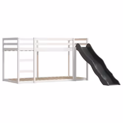 vidaXL Bunk Bed with Slide and Curtains Twin Sleeper - white and blue, 90 x 200 cm - Additional view 7