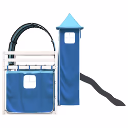 vidaXL Bunk Bed with Slide and Curtains Twin Sleeper - white and blue, 90 x 200 cm - Additional view 8