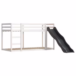 vidaXL Bunk Bed with Slide and Curtains Twin Sleeper - white and pink, 90 x 200 cm - Additional view 7