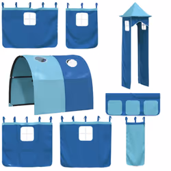 vidaXL Bunk Bed with Slide and Curtains Twin Sleeper - brown and blue, 90 x 200 cm - Additional view 5