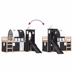 vidaXL Bunk Bed with Slide and Curtains Twin Sleeper - black, 90 x 190 cm - Additional view 10