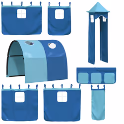 vidaXL Bunk Bed with Slide and Curtains Twin Sleeper - white and blue, 90 x 190 cm - Additional view 5