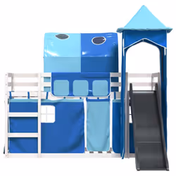 vidaXL Bunk Bed with Slide and Curtains Twin Sleeper - white and blue, 90 x 190 cm - Additional view 6