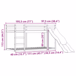 vidaXL Bunk Bed with Slide and Curtains Twin Sleeper - white and pink, 90 x 190 cm - Additional view 3