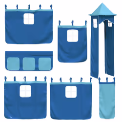 vidaXL Bunk Bed with Slide and Curtains Kids Twin Sleeper Bed Pink 90x200 cm - blue, 90 x 200 cm - Additional view 5