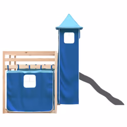 vidaXL Bunk Bed with Slide and Curtains Kids Twin Sleeper Bed Pink 90x200 cm - blue, 90 x 200 cm - Additional view 8
