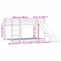 vidaXL Bunk Bed with Slide and Curtains Kids Twin Sleeper Bed Pink 90x200 cm - pink, 90 x 200 cm - Additional view 3