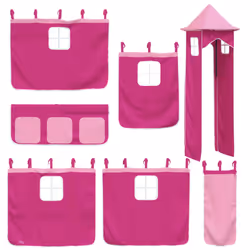 vidaXL Bunk Bed with Slide and Curtains Kids Twin Sleeper Bed Pink 90x200 cm - pink, 90 x 200 cm - Additional view 5