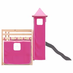 vidaXL Bunk Bed with Slide and Curtains Kids Twin Sleeper Bed Pink 90x200 cm - pink, 90 x 200 cm - Additional view 8