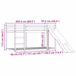 vidaXL Bunk Bed with Slide and Curtains Kids Twin Sleeper Bed Pink 90x200 cm - white and blue, 90 x 200 cm - Additional view 3